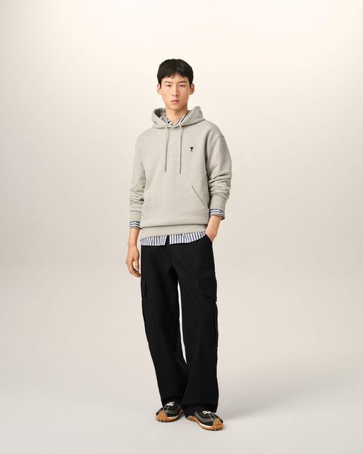 AMI Black Baggy-Fit Cargo Cotton Trousers for men