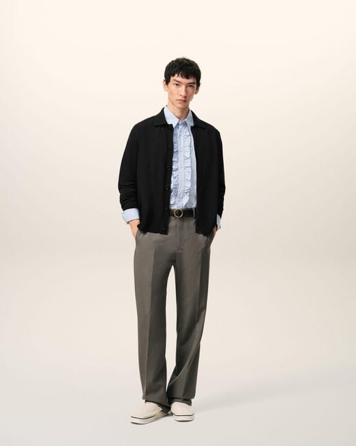 AMI Black Wool Shirt Collar Ami De Coeur Cardigan for men