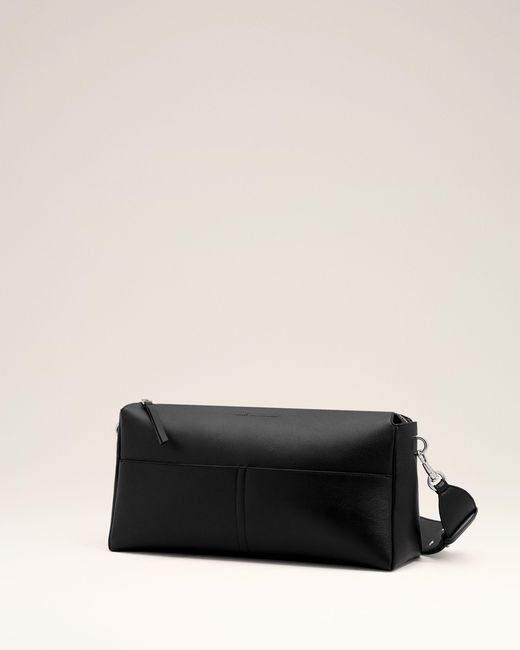 AMI Black Cow Leather Carrousel Zipped Bag