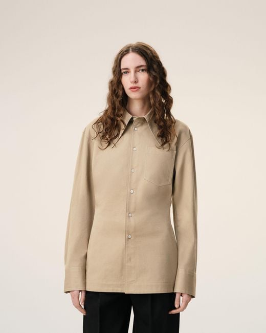 AMI Natural Cotton Sharp Collar Fitted Shirt