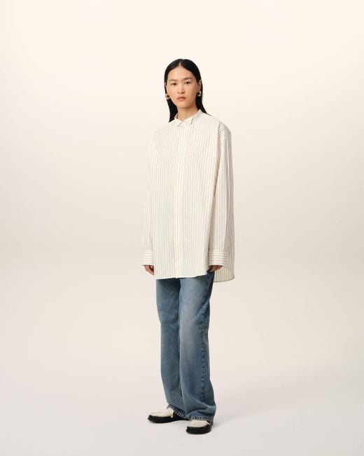 AMI Natural And Khaki Cotton Wingtip Collar Oversized Shirt