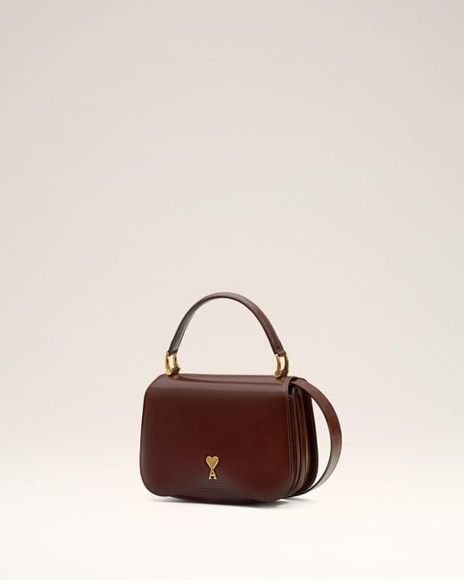 AMI Natural Burgundy Glazed Leather Handle Paris Paris Bag