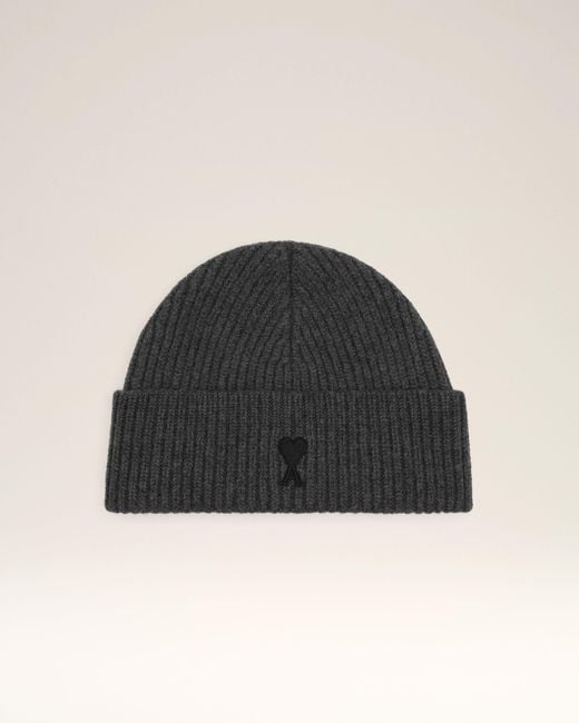 AMI Black Wool Ami De Coeur Beanie