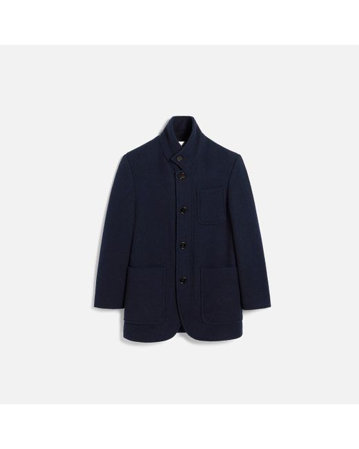 AMI Blue High Collar Short Coat for men