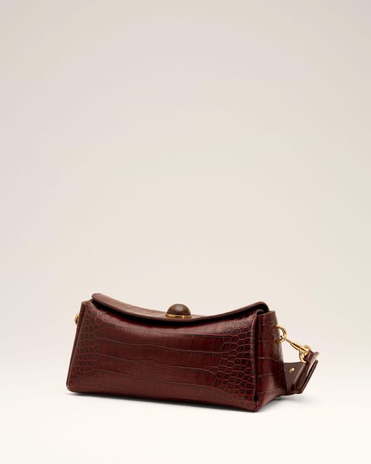 AMI Natural Crocodile Embossed Cow Leather Carrousel Bag
