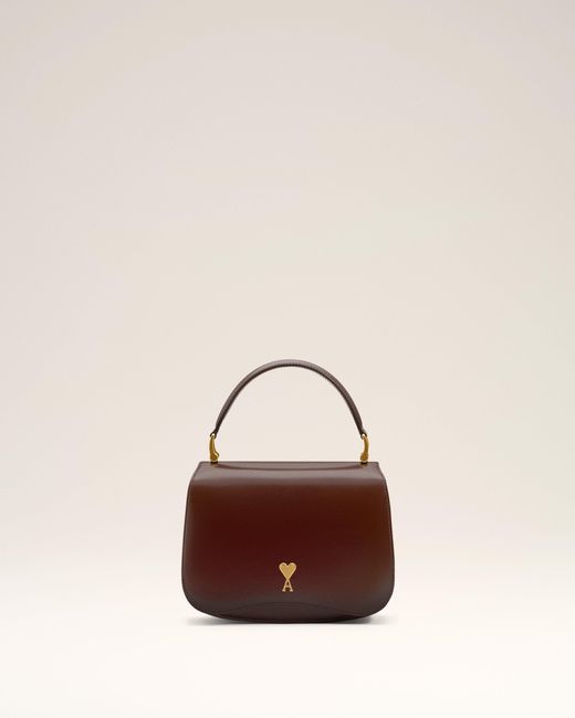 AMI Natural Burgundy Glazed Leather Handle Paris Paris Bag