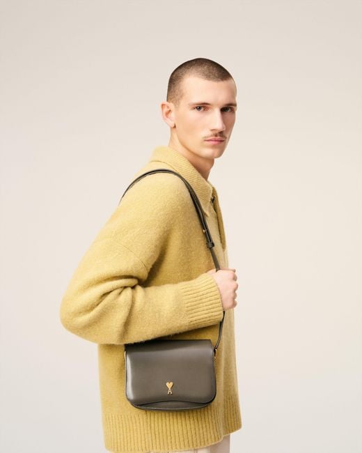 AMI Natural Glazed Leather Paris Paris Bag