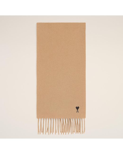 AMI Natural Wool Scarf With Ami De Coeur
