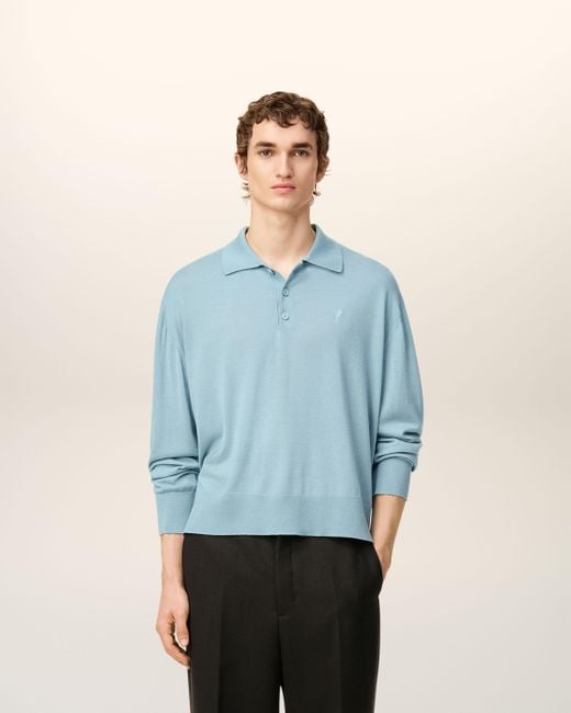 AMI Ami De Coeur Polohemd Aus Blauer Wolle Blau in Blue für Herren