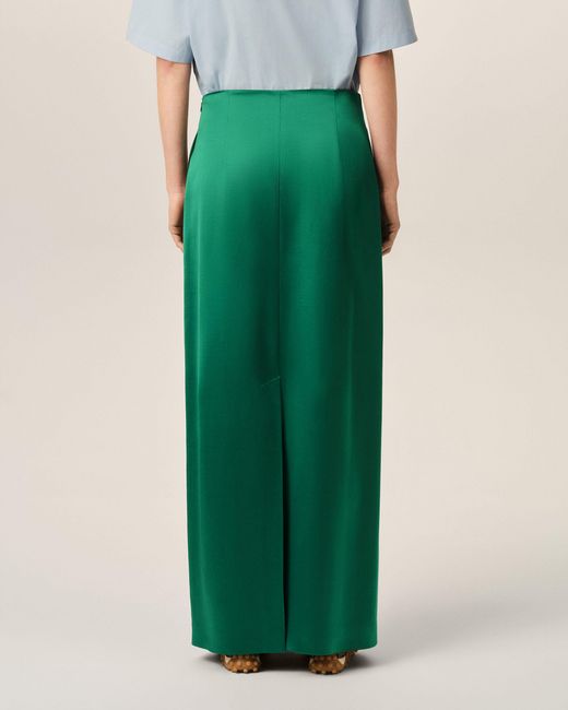 AMI Green Straight Wool And Viscose Skirt