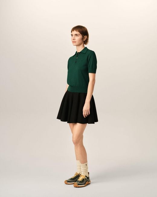 AMI Green Wool Polo With Ami De Coeur