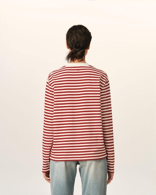 AMI Red And Mariniere Cotton T-Shirt With Ami De Coeur
