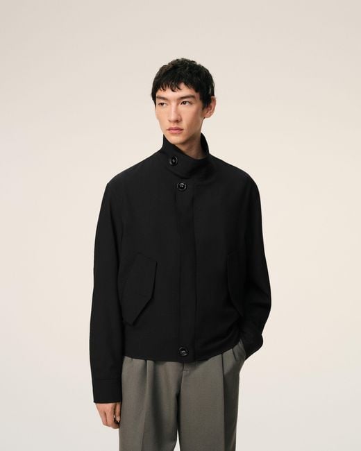 AMI Black New Wool Harrington Jacket for men