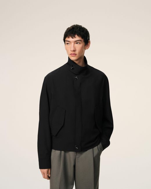 AMI Black New Wool Harrington Jacket for men
