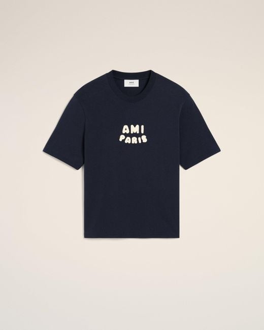 AMI Blue Cotton Patch T-Shirt