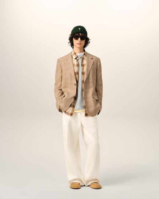AMI Natural Cotton Wide Fit Trousers for men