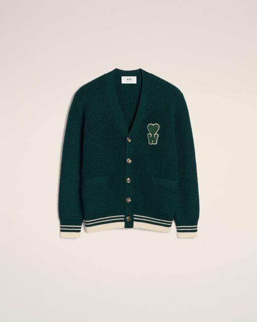 AMI Blue Wool Ribbed Sweater With Patch