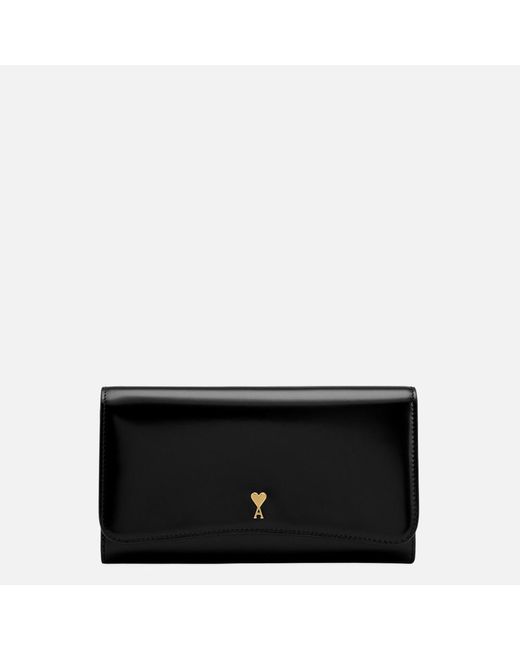 AMI Black Cow Leather Paris Paris Continental Wallet