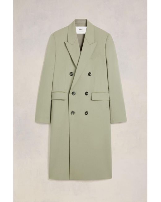AMI Green Double Breasted Coat for men