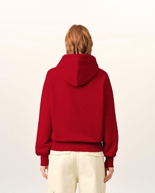 AMI Red Cotton Hoodie With Embroidery
