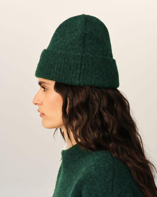 AMI Green Alpaca Beanie With Ami De Coeur