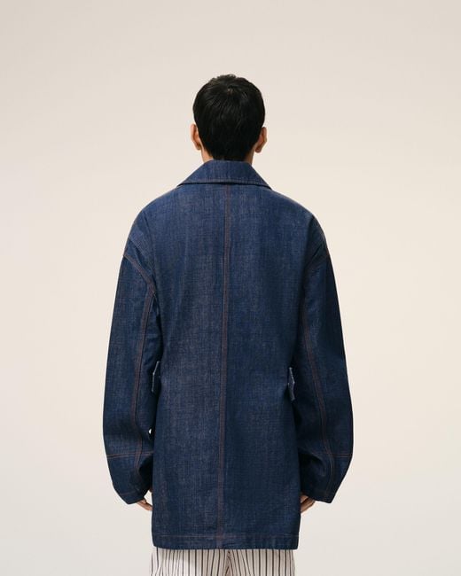 AMI Blue Cotton Heritage Label Worker Jacket