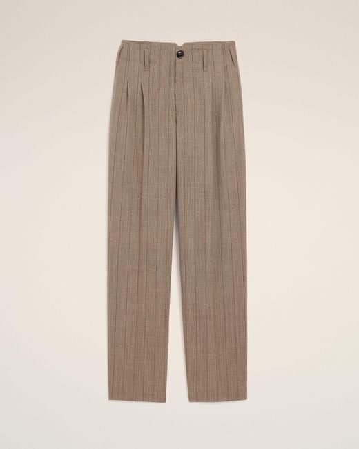 AMI Natural Striped Wool Two-Pleats Trousers