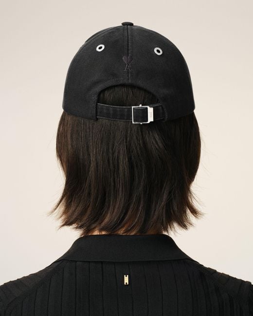 AMI Black Cotton Ami Felt Patch Cap