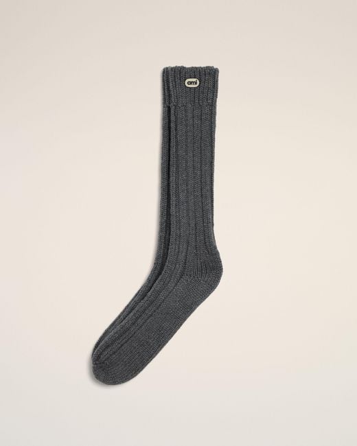 AMI Natural Wool Socks With Ami Patch
