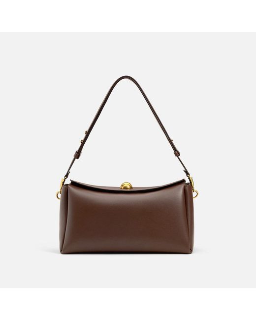 AMI Brown Smooth Leather Carrousel Medium Bag