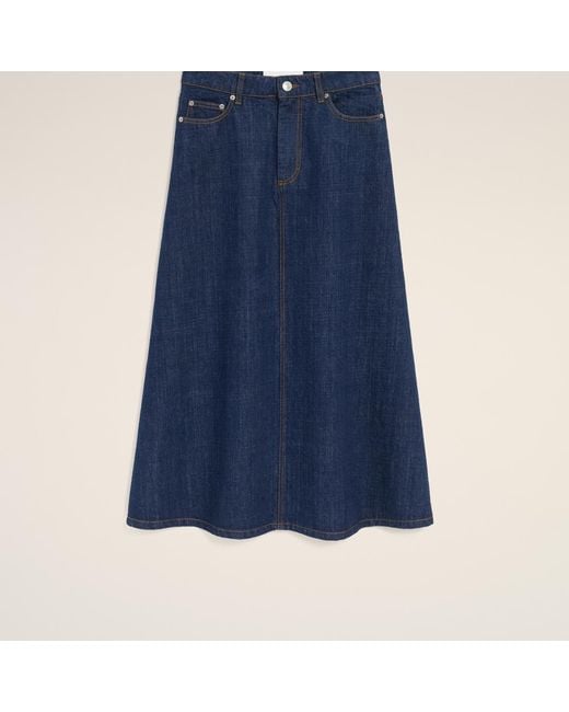 AMI Blue Cotton Long Skirt