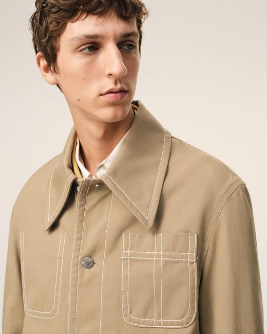 AMI Natural Cotton Worker Buttoned Jacket