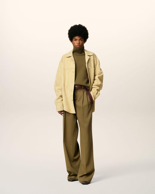 AMI Green Wool Tabs Wide Trousers