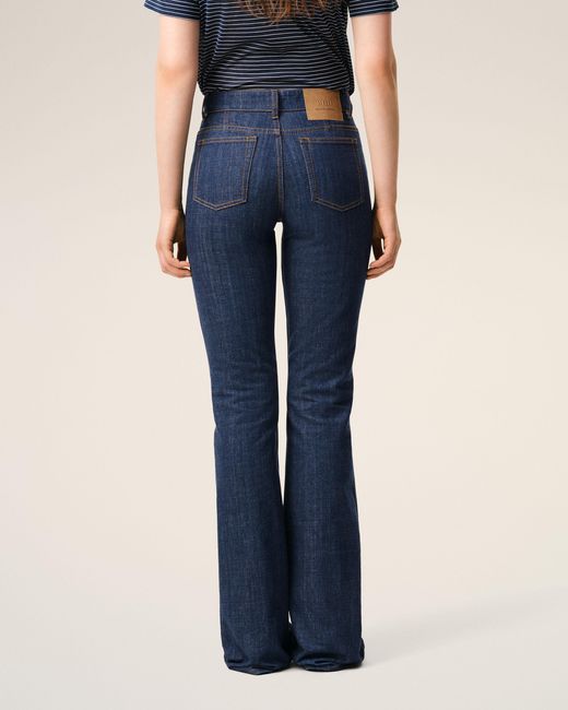 AMI Blue Cotton Bootcut Fit Jeans