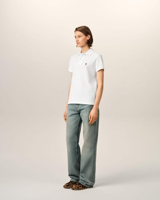 AMI Natural Cotton Polo With Ami De Coeur