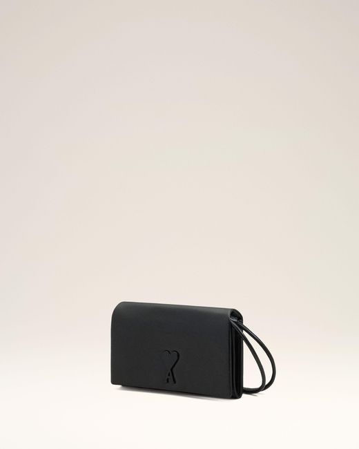AMI Natural Cowhide Leather Voulez-Vous Wallet On Strap