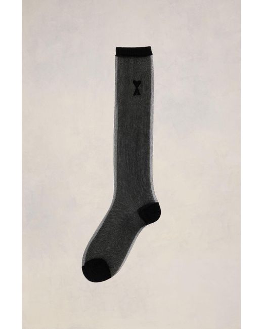 AMI Black See Through Ami De Coeur Socks for men
