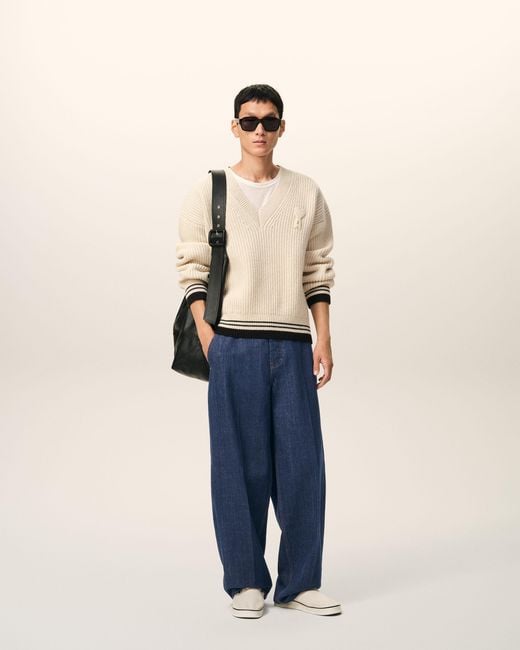 AMI Blue Cotton Balloon Fit Jeans for men