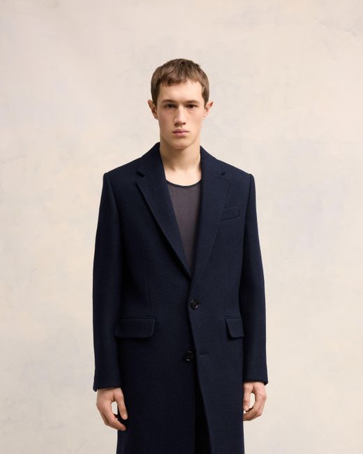 AMI Blue Two Buttons Coat for men