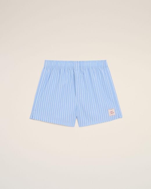 AMI Blue Cotton Stripes Short for men
