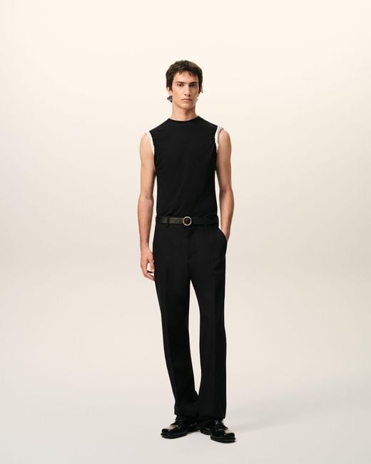 AMI Black Jersey Sleeveless Fitted Top