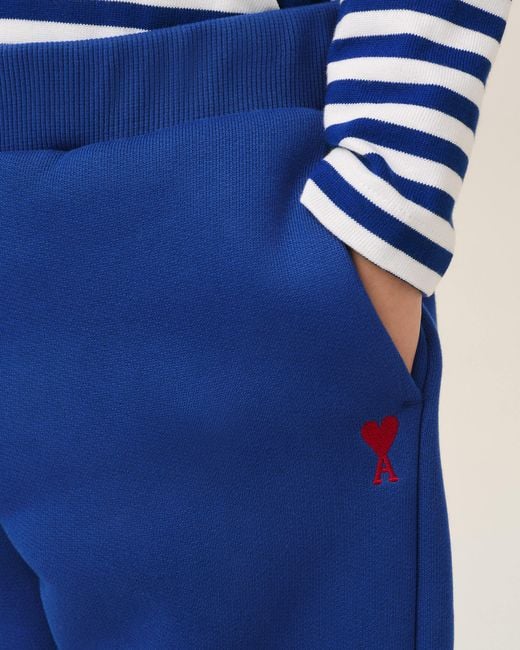 AMI Blue Cotton Track Pants With Ami De Coeur