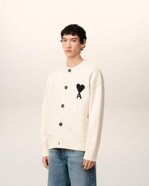 AMI Natural Wool Ami De Coeur Cardigan