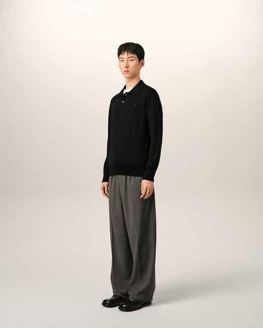 AMI Black Wool Polo With Ami De Coeur for men