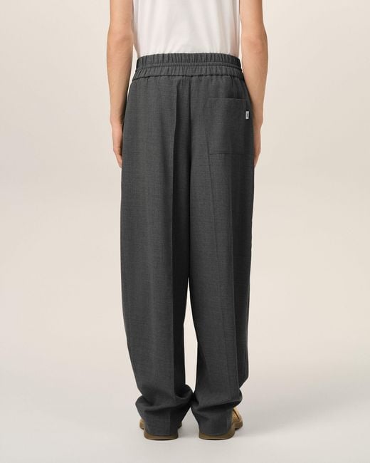 AMI Gray Elasticated-Waist Wool Trousers
