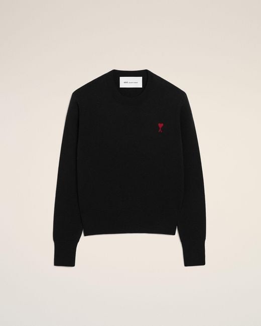 AMI Black Wool Sweater With Crew Neck