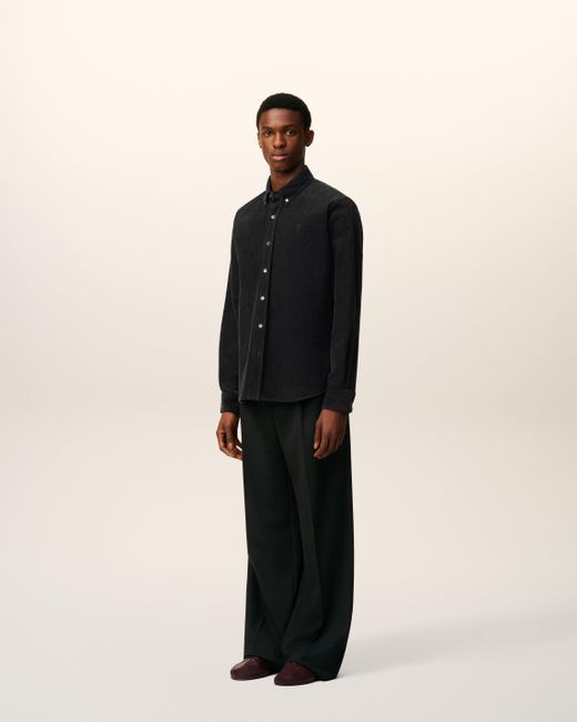 AMI Ami De Coeur Button-Down-Hemd Aus Schwarzer Baumwolle Grau in Black für Herren