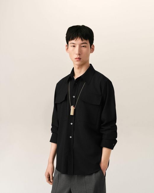 AMI Black Wool Shirt for men