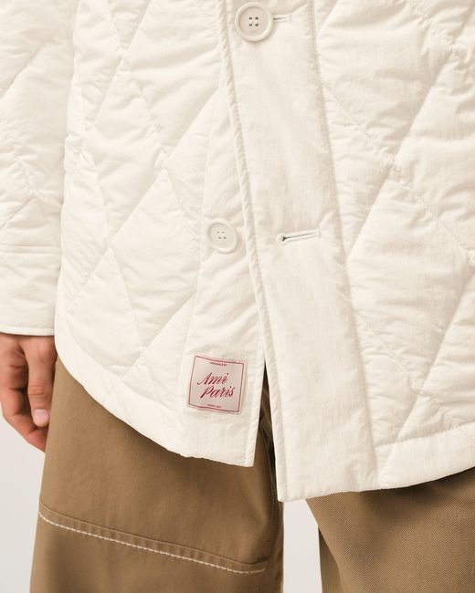 AMI Natural Nylon Padded Buttoned Jacket