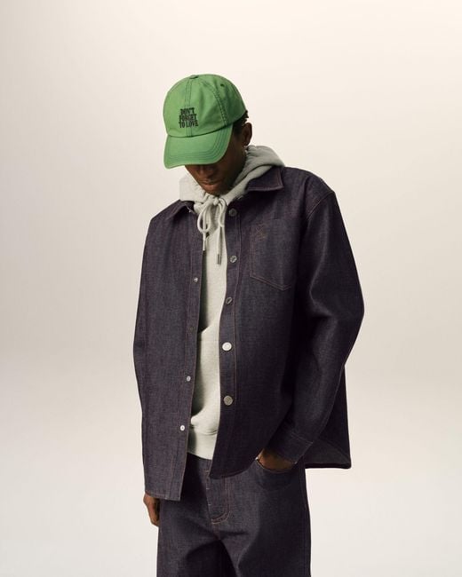 AMI Blue Cotton Overshirt With Ami De Coeur